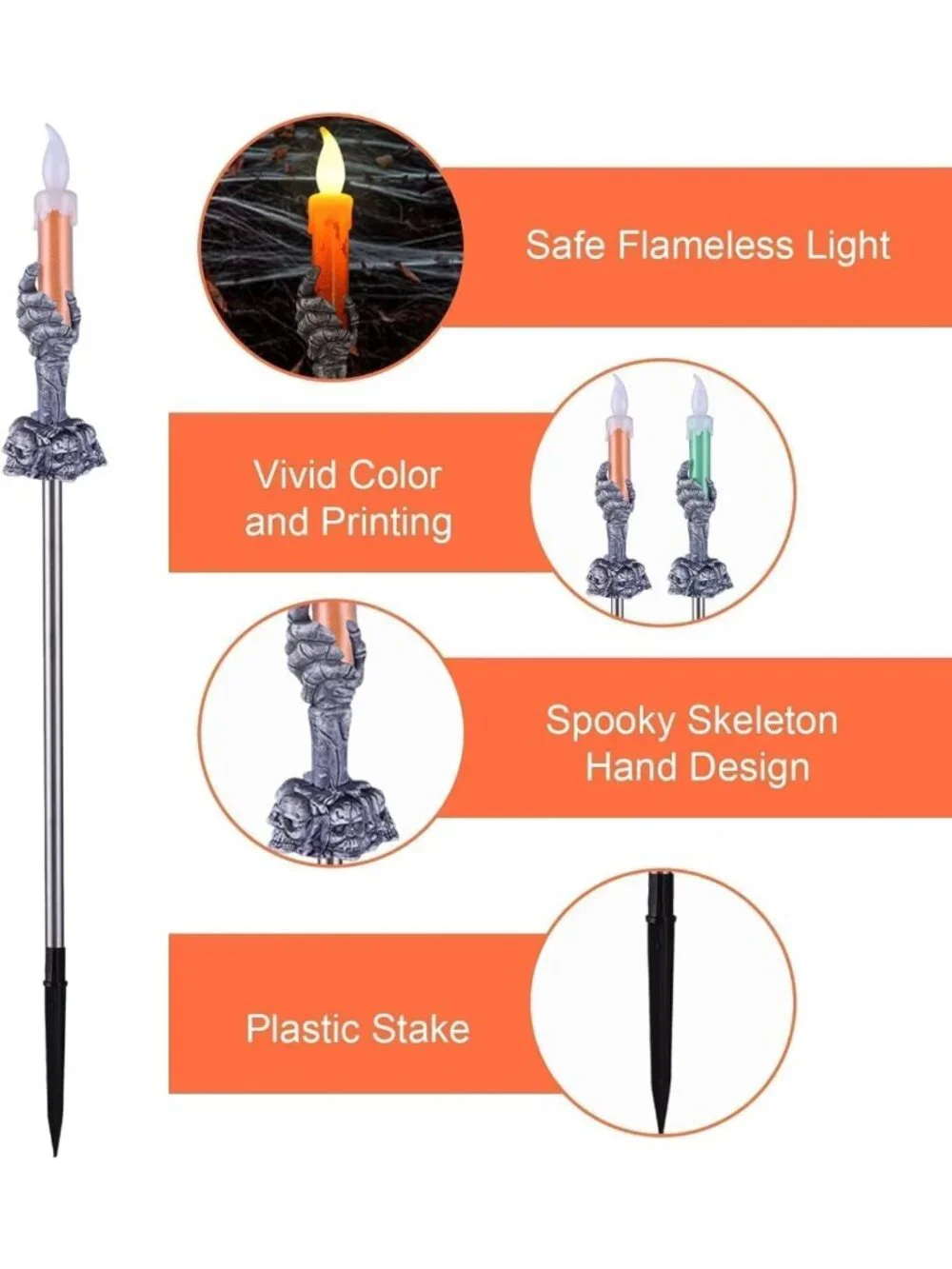 10 Pack Solar Pathway Lights for Halloween Outdoor Decorations - Spooky Glow